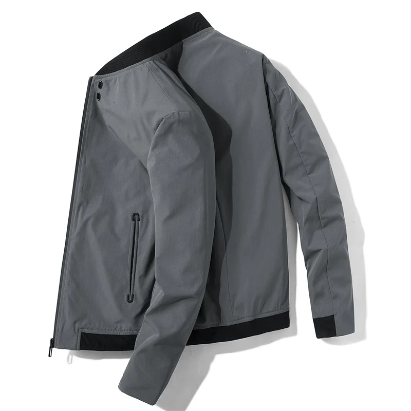 2024 Cargo Boxing Jacket Men's Fashionable All-Match Solid Color Stand Collar Zipper Coat Casual Outdoor Street Baseball Suit