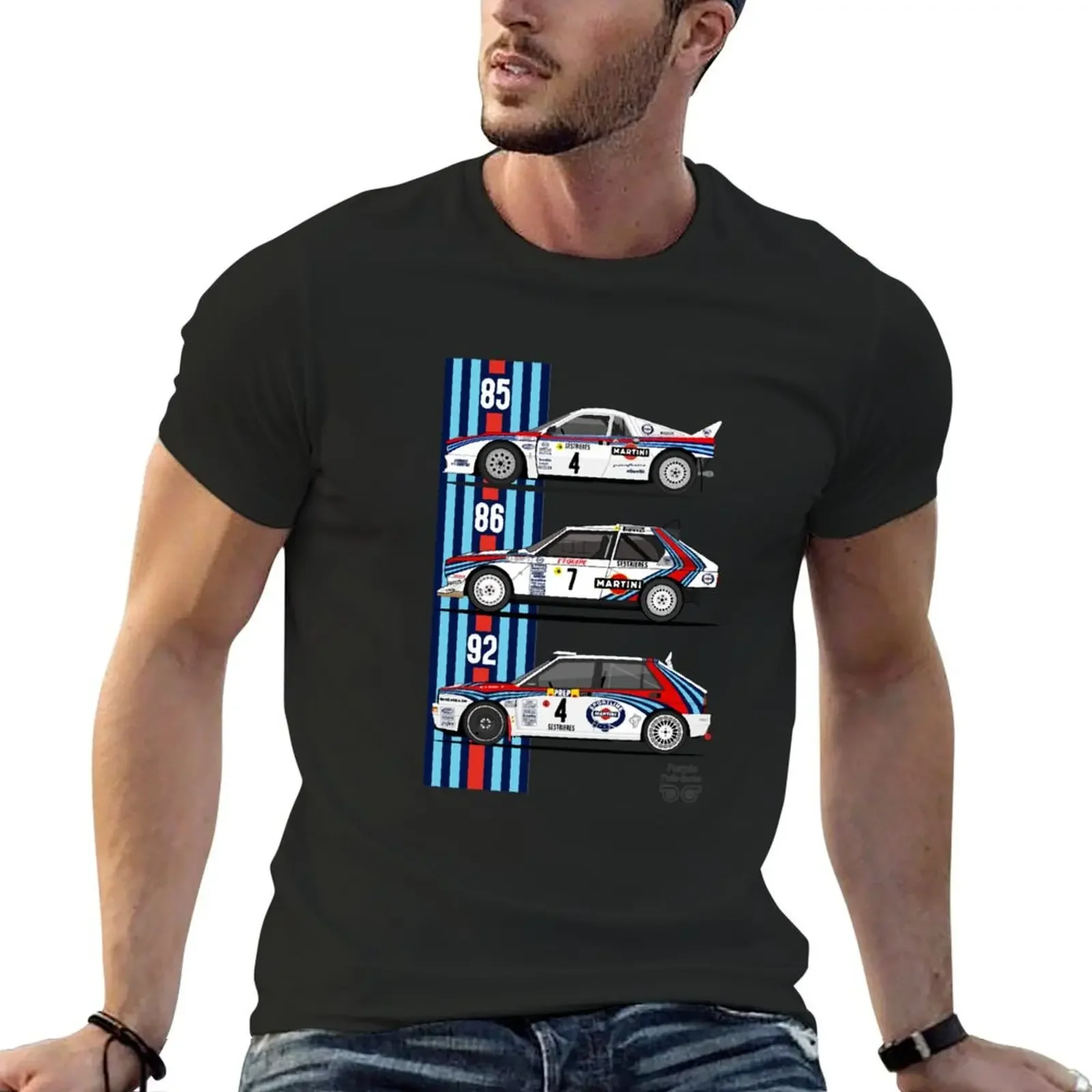 Lancia Martini trio T-shirt summer top graphics mens packShort Sleeve Summer custom printing t-shirt fashion Crewneck Hot Sale