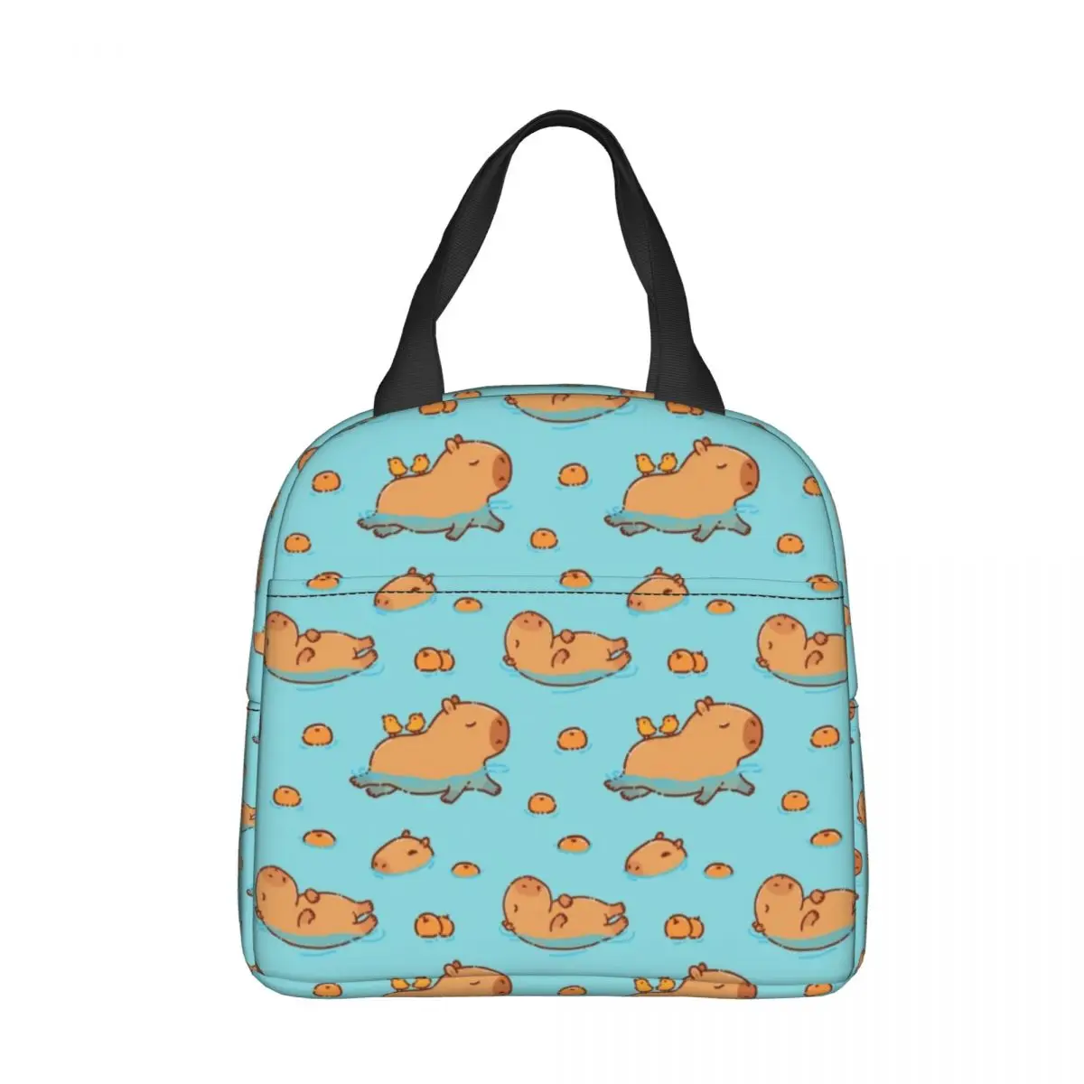 

Capybara Pattern Swimming Oranges Insulated Lunch Bags Animal Lover Lunch Container Cooler Bag Tote Lunch Box College Travel