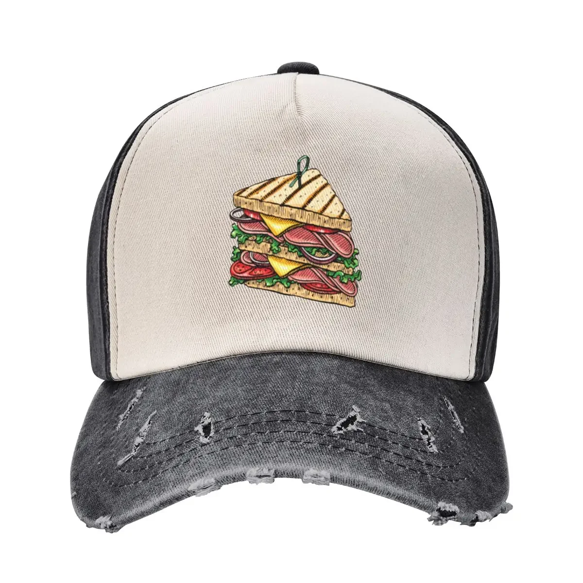 Triple Decker Ham and Cheese Club Sandwich Baseball Cap hiking hat Fishing cap Trucker Hats For Men Women's