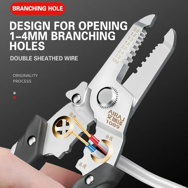 AIRAJ Multifunctional Universal Wire Stripping Pliers Professional Electrician Anti Slip Maintenance Durable Hardware Tool