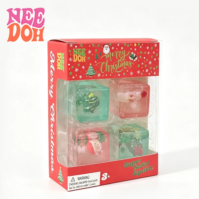 Needoh Christmas Halloween Limited Teenie Mini Ice Cube 4Pack Fidget Sensory Toy Maltose Slow Rebound Squeeze Autism Focus Toy