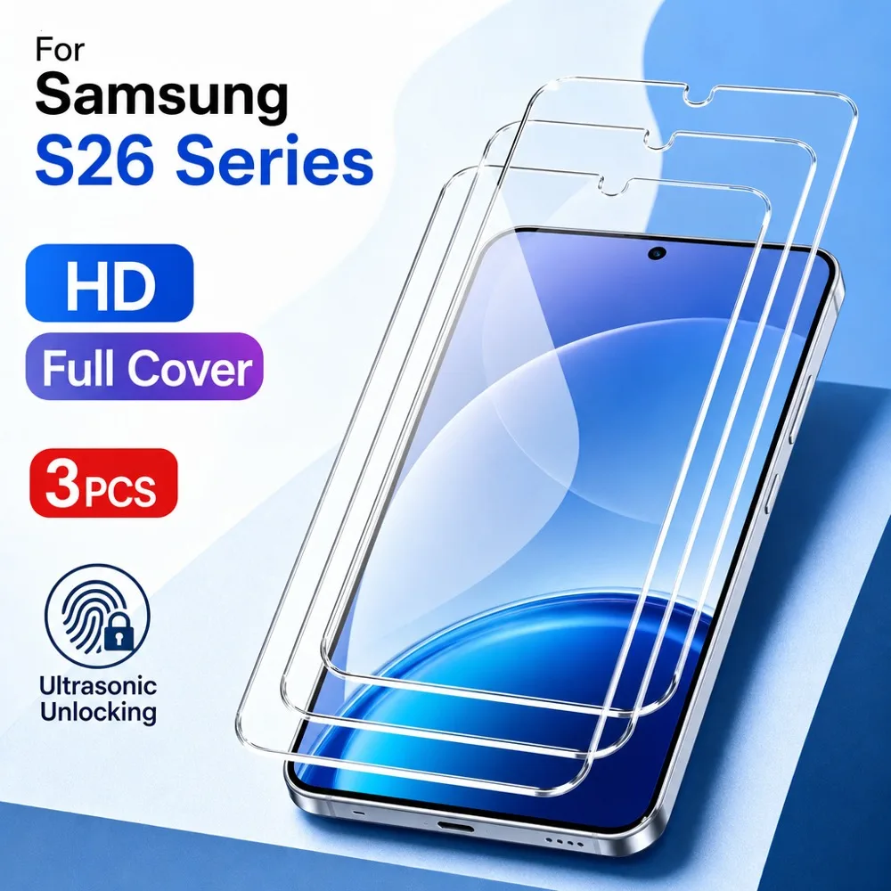 3 Stück gehärtetes Glas für Samsung Galaxy S26 S25 S24 S23 S22 Displayschutzfolie für Samsung Galaxy S26 Ultra S25 Ultra S24 Ultra