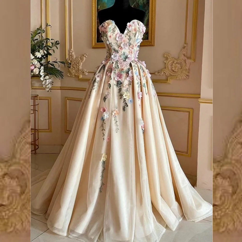 Customized Tulle Applique Pearl Beading Ruched Cocktail Party A-line Sweetheart Bespoke Occasion Gown Long Dresses