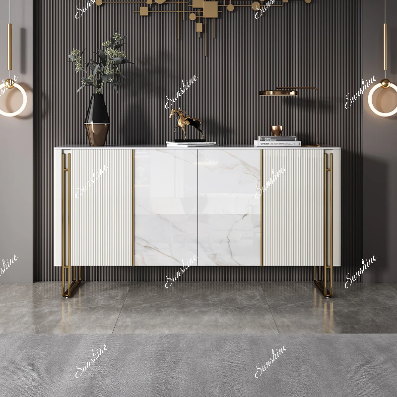 

Modern simple rock slab entrance cabinet Italian light luxury dining side cabinet