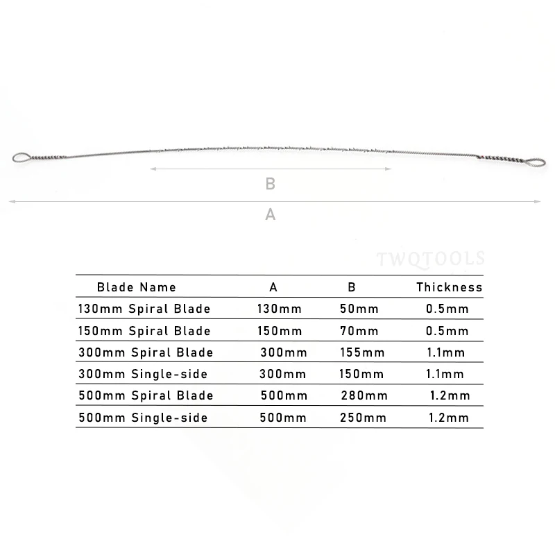 Спиральные зубья для проволоки пилы, 10 шт., 300 мм, 500 мм, сменные лезвия для резьбы, резки, односторонние лезвия для пилы по дереву, 130 мм, 150