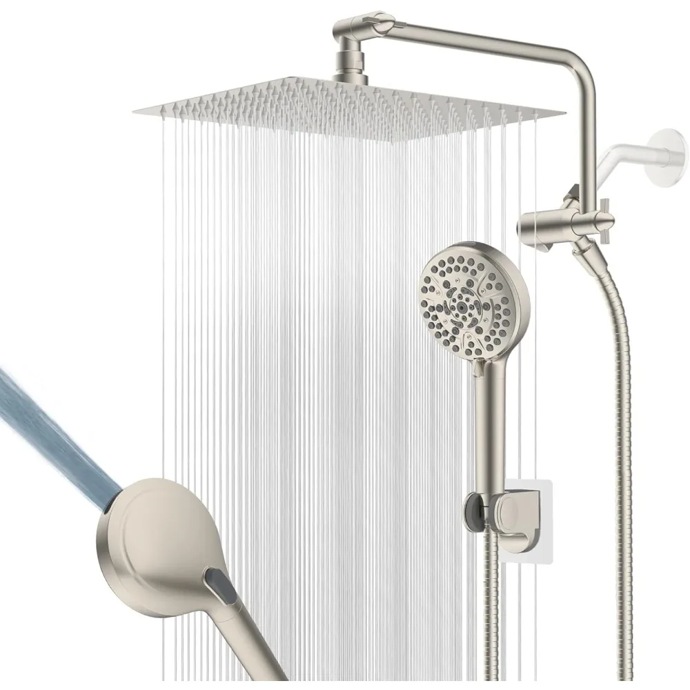 Cabeça de chuveiro portátil de alta pressão com 12 configurações totalmente metálica com 10 opções de spray e extensão de chuveiro ajustável de 11 pés