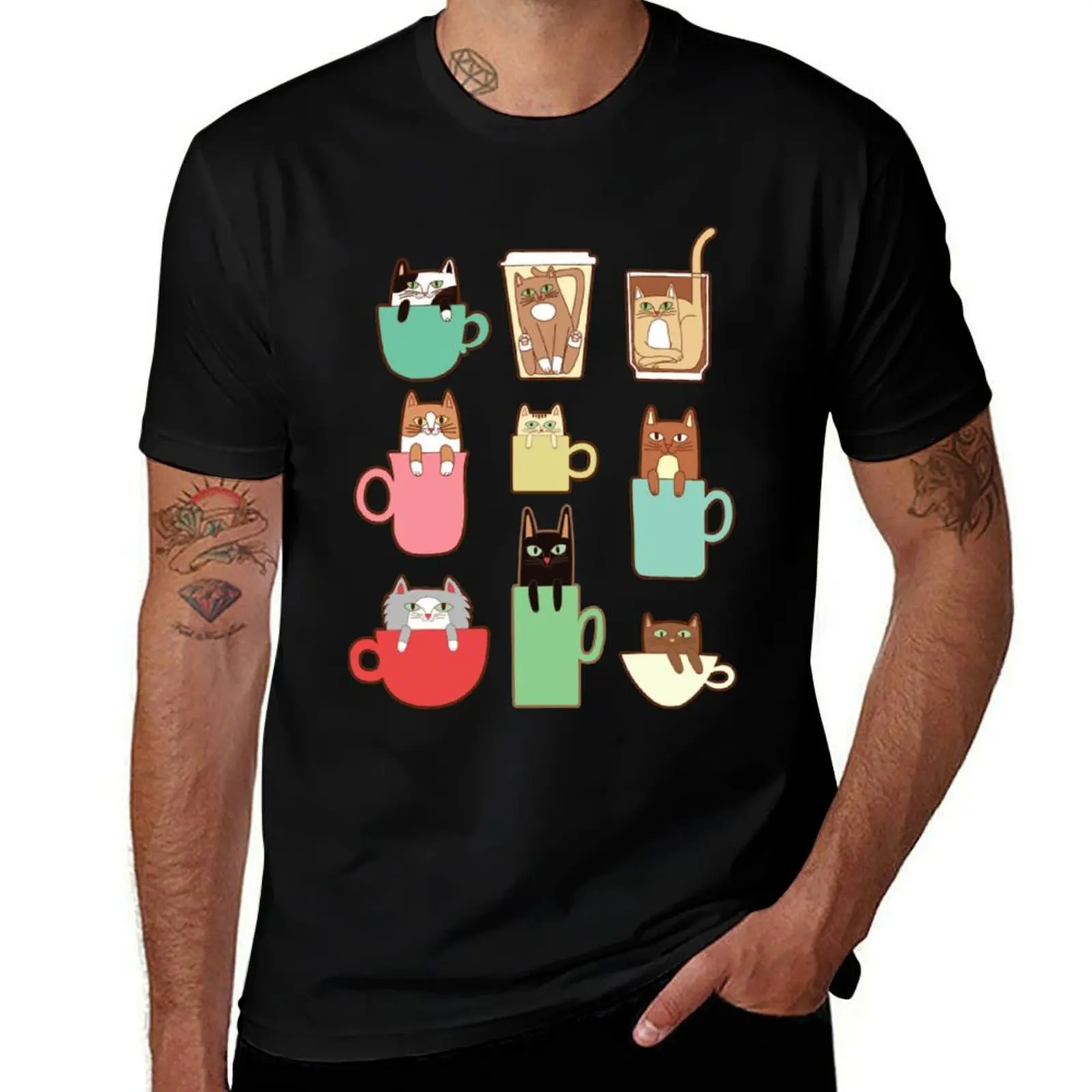 

Cats In Kitten coffee T-Shirt man t shirts for men casual man t shirts high quality luxury brand