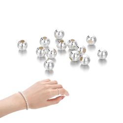 Petites perles d'espacement rondes en argent regardé 925 véritable, bracelet à faire soi-même, collier, bijoux, accessoires de direction, 5-46 pièces