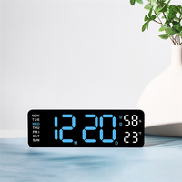Large Digital Wall Clock Temperature And Humidity Week Display Electronic LED Table Alarm Clock 12/24H