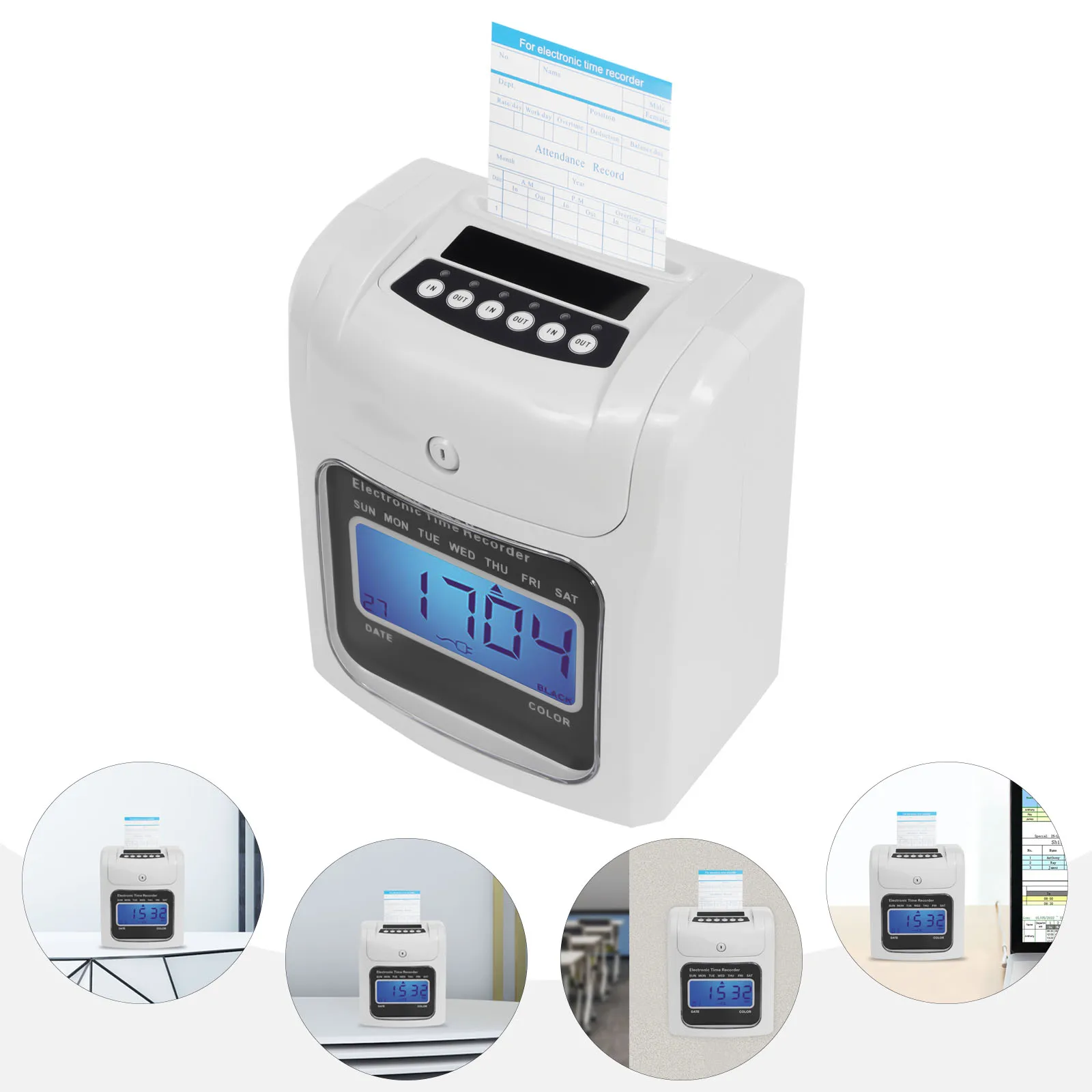 Calculating Time Clock Electronic Time Recorder Employee Time Clock Includes 50 Time Cards and 1 Security Key for Company Unit