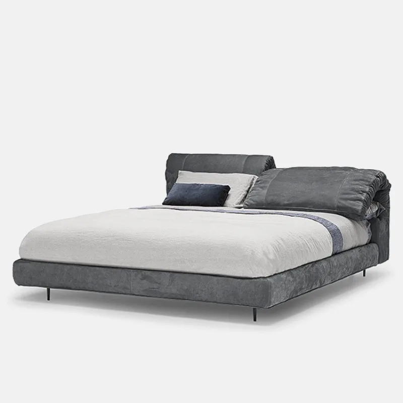 Italian minimalist elephant ear bed, wabi-sabi high-end fabric 1.8 meters master bedroom big-name double bed