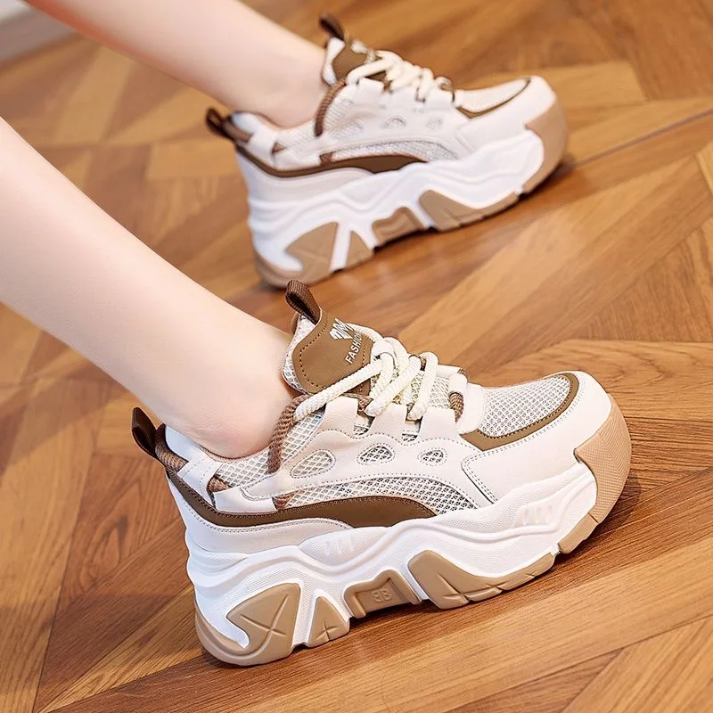 Respirável sola grossa tênis de corrida moda versátil altura crescente tênis casuais luxo zapatillas mujer feminina tenis