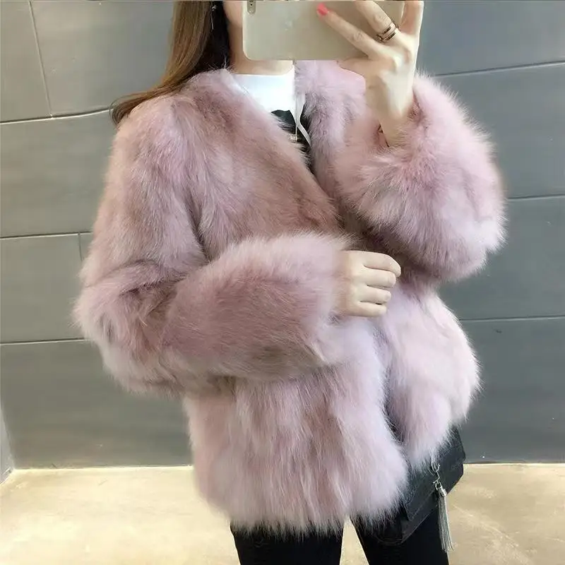 Haining imitation fox fur coat for women, short young fur coat Korean version slimming autumn/winter 2024 new