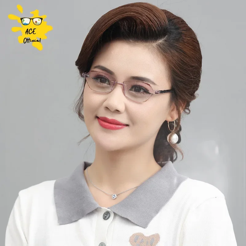 Luxury Diamond Cut Reading Glasses Women Rimless Anti Blue Light Eyeglasses Ladies Plus Prescription Eyewear Diopter 0 To +4.0