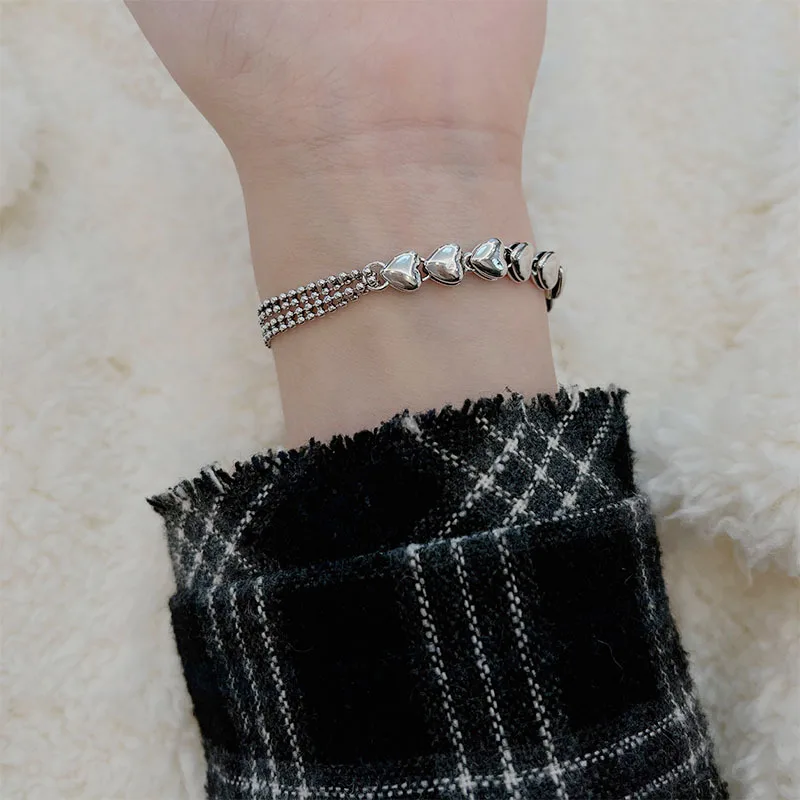 

925 Sterling Silver Hiphop Double Layer Bracelet for Charm Women Men Fashion Fine Jewelry Wedding Friends Gifts Accessories