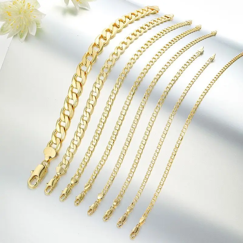 مجوهرات XP - (19 سم 25 سم × 5 مم) 14 قيراط مطلية بالذهب الفاتح فيجارو 1:1 سوار كلاسيكي للرجال والنساء مجوهرات الأزياء