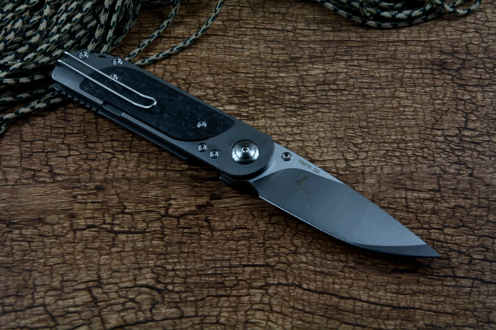 TWOSUN Folding Knife 3.15 Inches D2 Stainless Steel Blade Outdoor Hunting Utility Daily Gift EDC Titanium Handle TS216