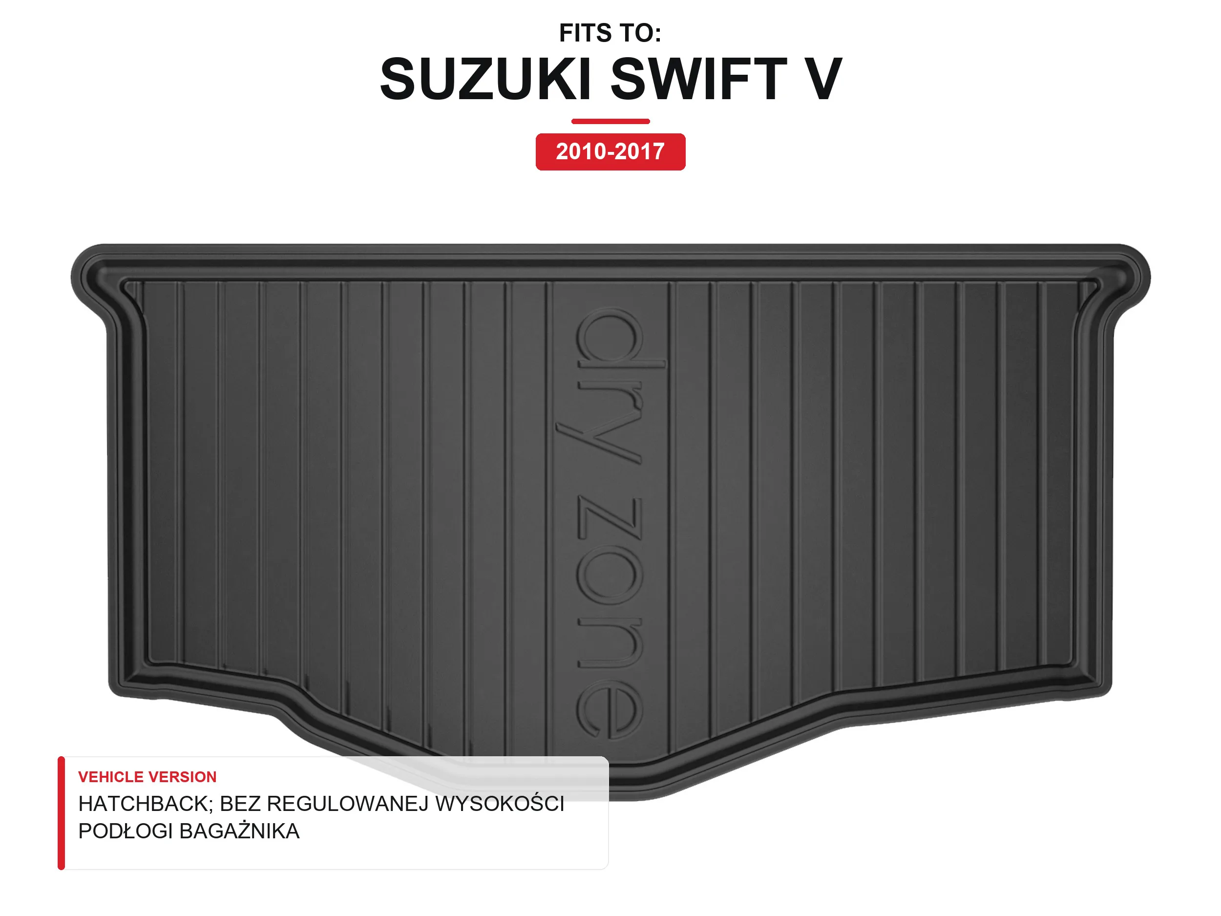 Tpe Dryzone kofferbakmat voor: Suzuki Swift V 2010-2017 Hatchback