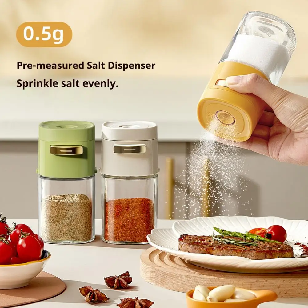 Glass Salt Dispenser Precise Salt Spice Dispensing 180ml Waterproof Easy-Fill Wide Mouth Condiment Bottle