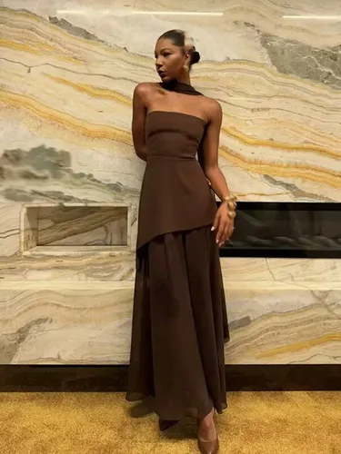 HH Vestido largo de moda de verano para mujer, vestido liso sin mangas con espalda descubierta y cremallera, vestidos sexis ajustados de retazos de malla en 6 colores