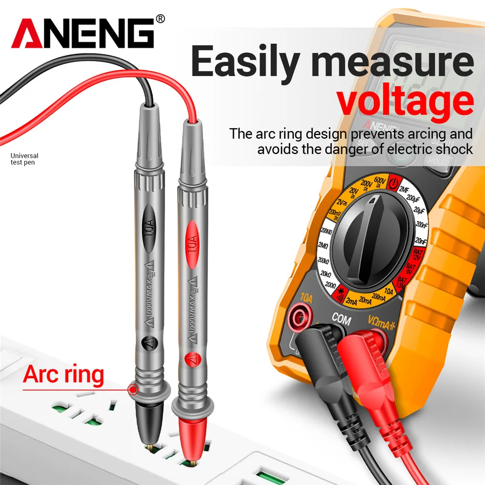 ANENG PT1005B Digital Multimeter Probe Test Leads 1000V 10A Universal Needle Tip Multi Meter Tester Lead Probe Wire Pen Cable