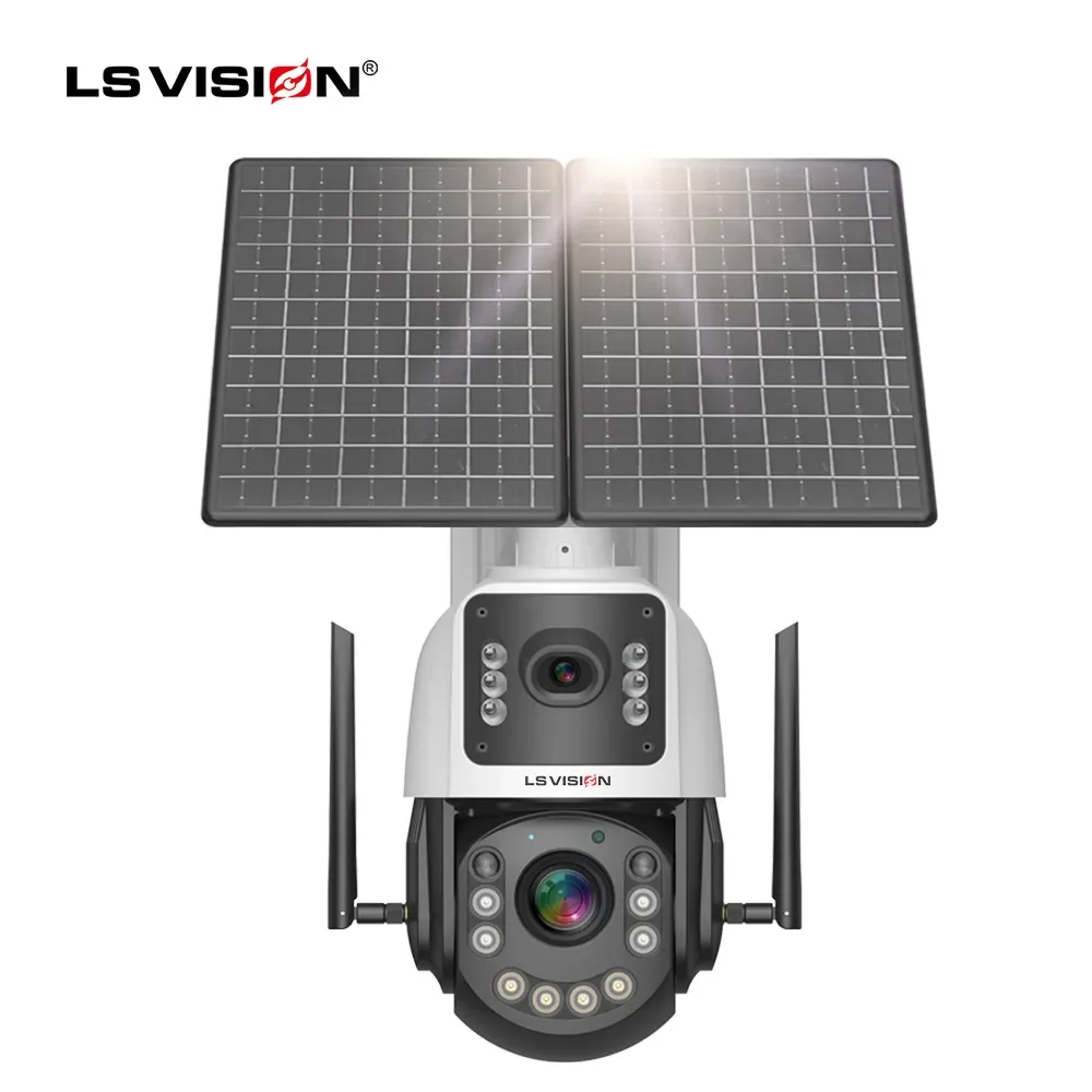 

LS VISION 20W Outdoor Solar CCTV Camera 4MP Dual Lens 50X Zoom Waterproof Battery PTZ 24/7 Surveillance 20W Network Camera