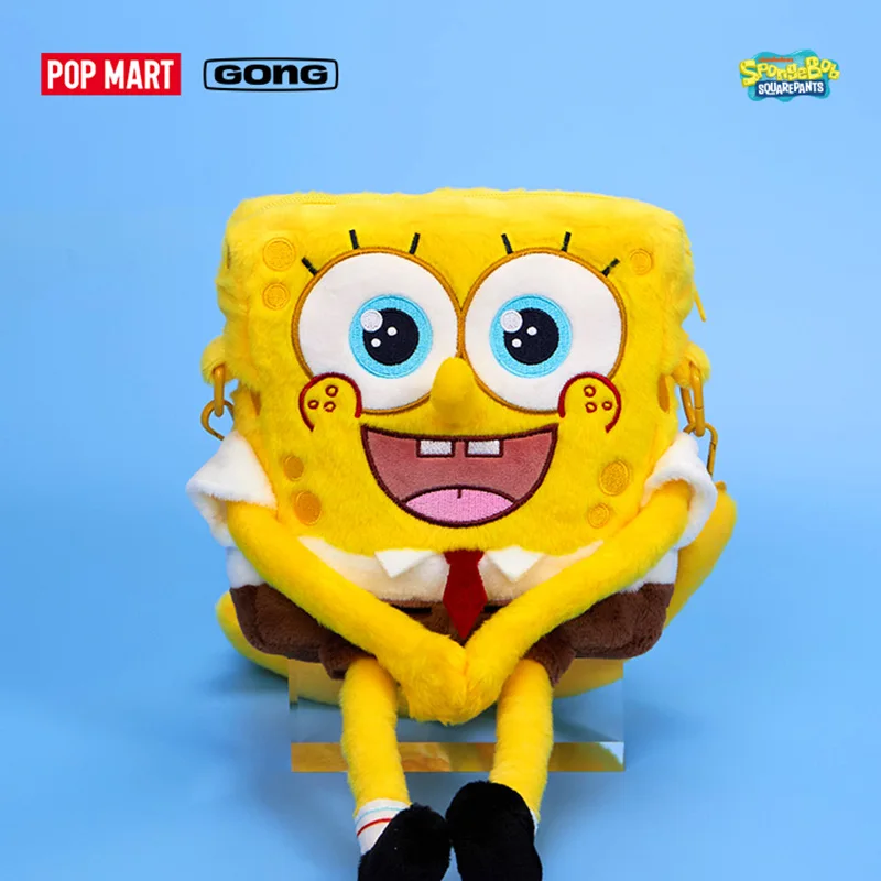 POP MART GONG Spongebob Squarepants Bag Plush Crossbody Bag Female Cute Children's Cartoon Bag Birthday Gift