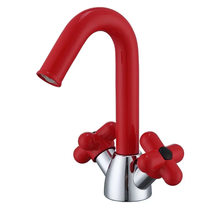 

Light luxury Nordic red simple hot and cold faucet, washbasin double bathroom washbasin faucet MT2406