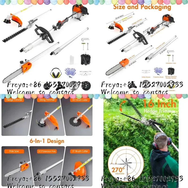 Shipped From the USA NEOTEC Multi Functional 5 in 1 Brush Cutter 52cc Trimmer Pole Saw Grass Trimmer Lawn Mower