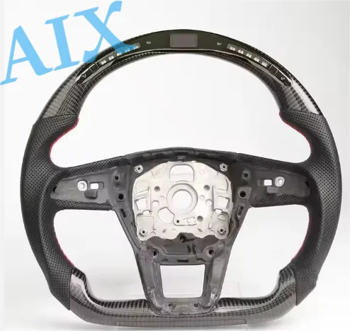عجلة قيادة من ألياف الكربون الحقيقية تصميم رياضي LED ذكي لأودي S6 S7 S8 A7 RS6 RS7 RSQ7 RSQ8 2019-2024 قابل للتخصيص