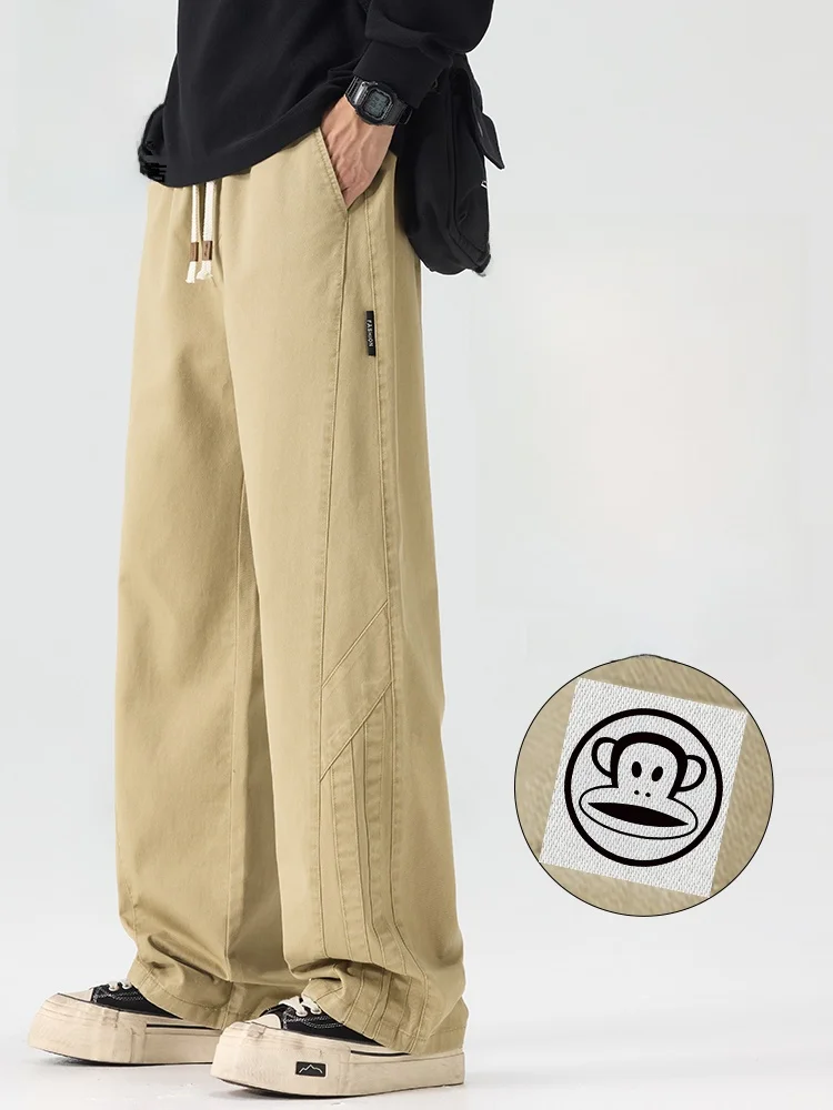 

Рабочие брюки PaulFrank из хлопка цвета хаки, свободные повседневные мужские брюки прямого кроя, повседневные брюки для весны и осени, удобная посадка