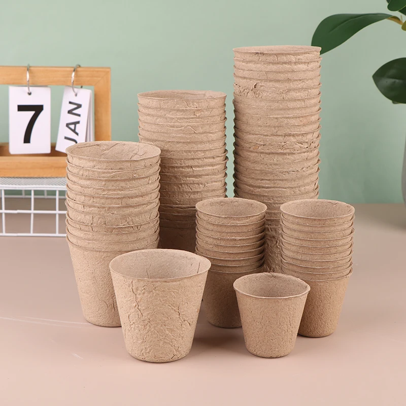 20/50PCS New Garden 6/8CM Paper Nursery Pots With 20 Plant Label Round Biodegradable Seedlings Flower Pot Garden Cultivation Cup