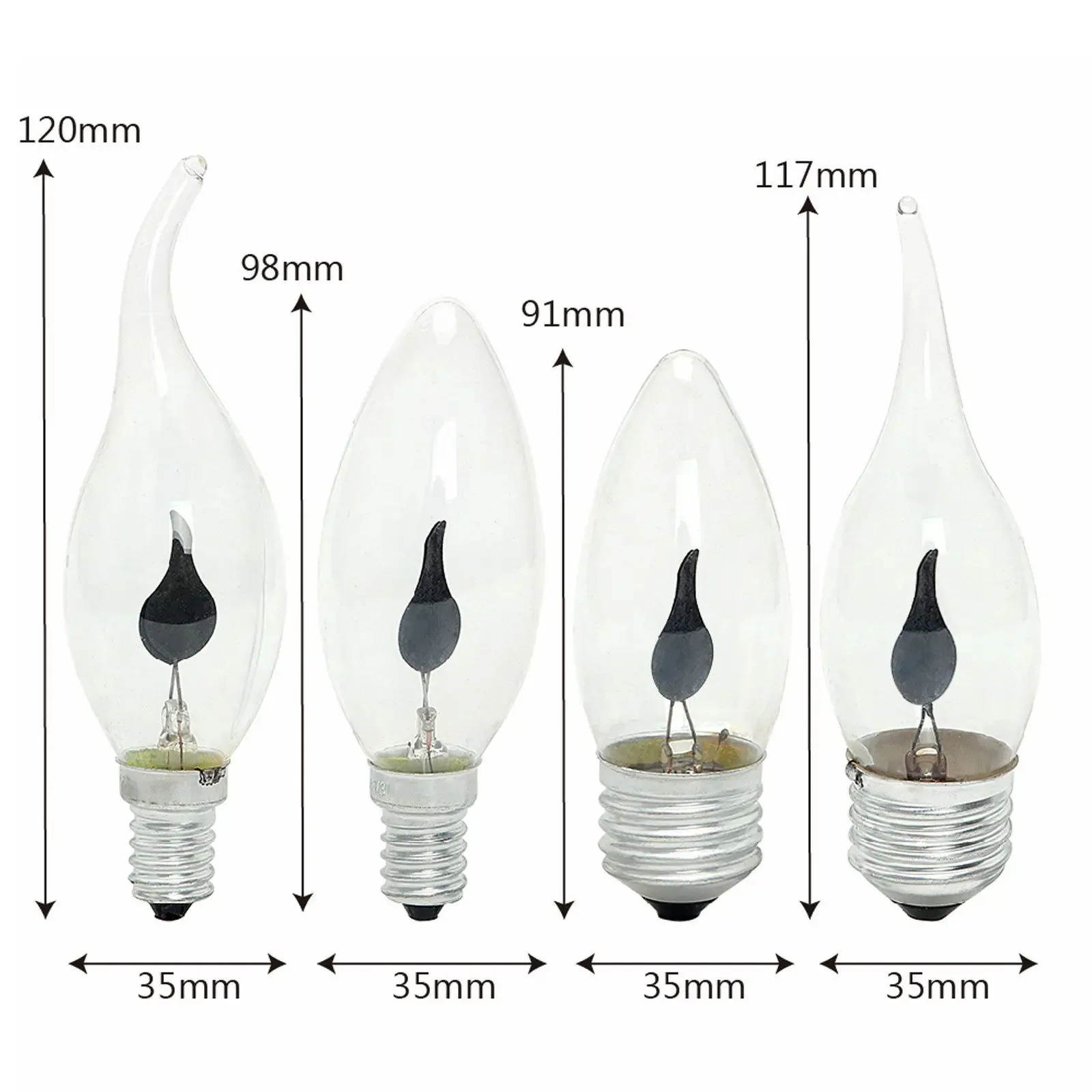 Vintage LED filamento vela luz, lâmpadas de efeito chama, simulado, natureza fogo, cintilação, e14, e27, 3w, casa decoração lâmpada