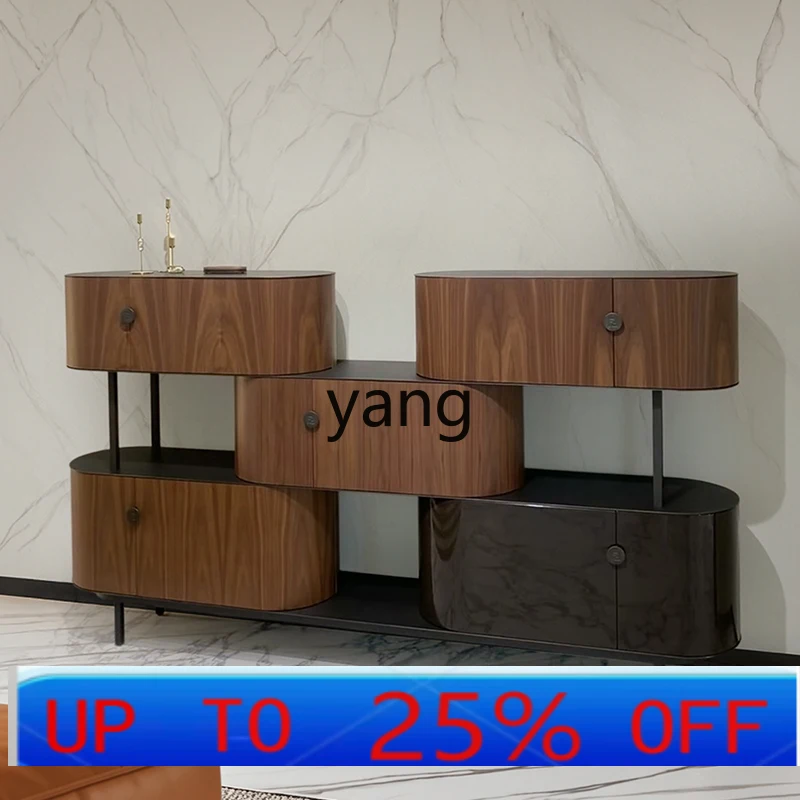 

LHH light luxury solid wood dining side cabinet minimalist walnut color partition cabinet entrance foyer chest cabinet