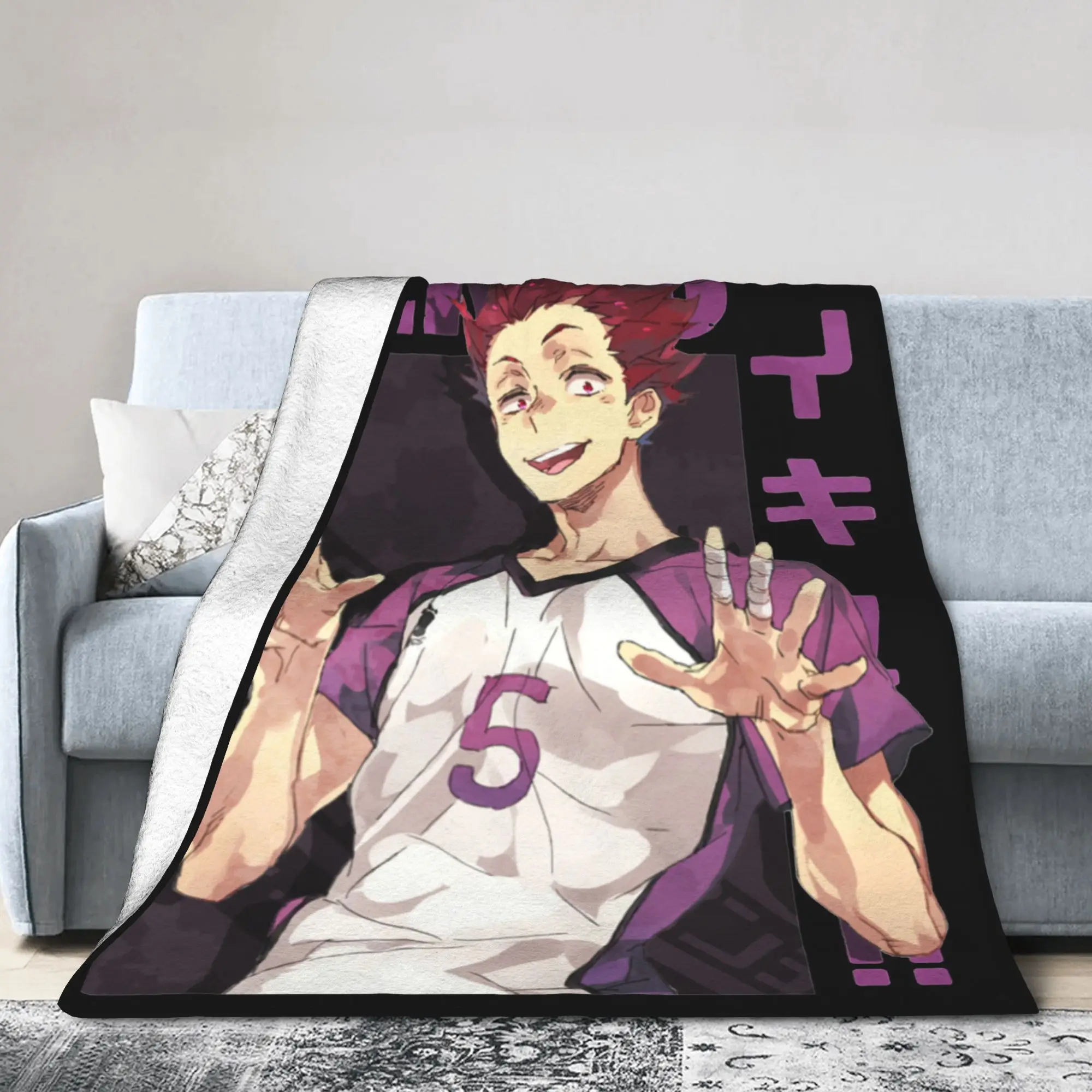 Haikyuu Tendou Blankets Fleece Printed Hinata Karasuno Volleyball Kageyama Throw Blankets for Bedding Outdoor Plush Thin Quilt