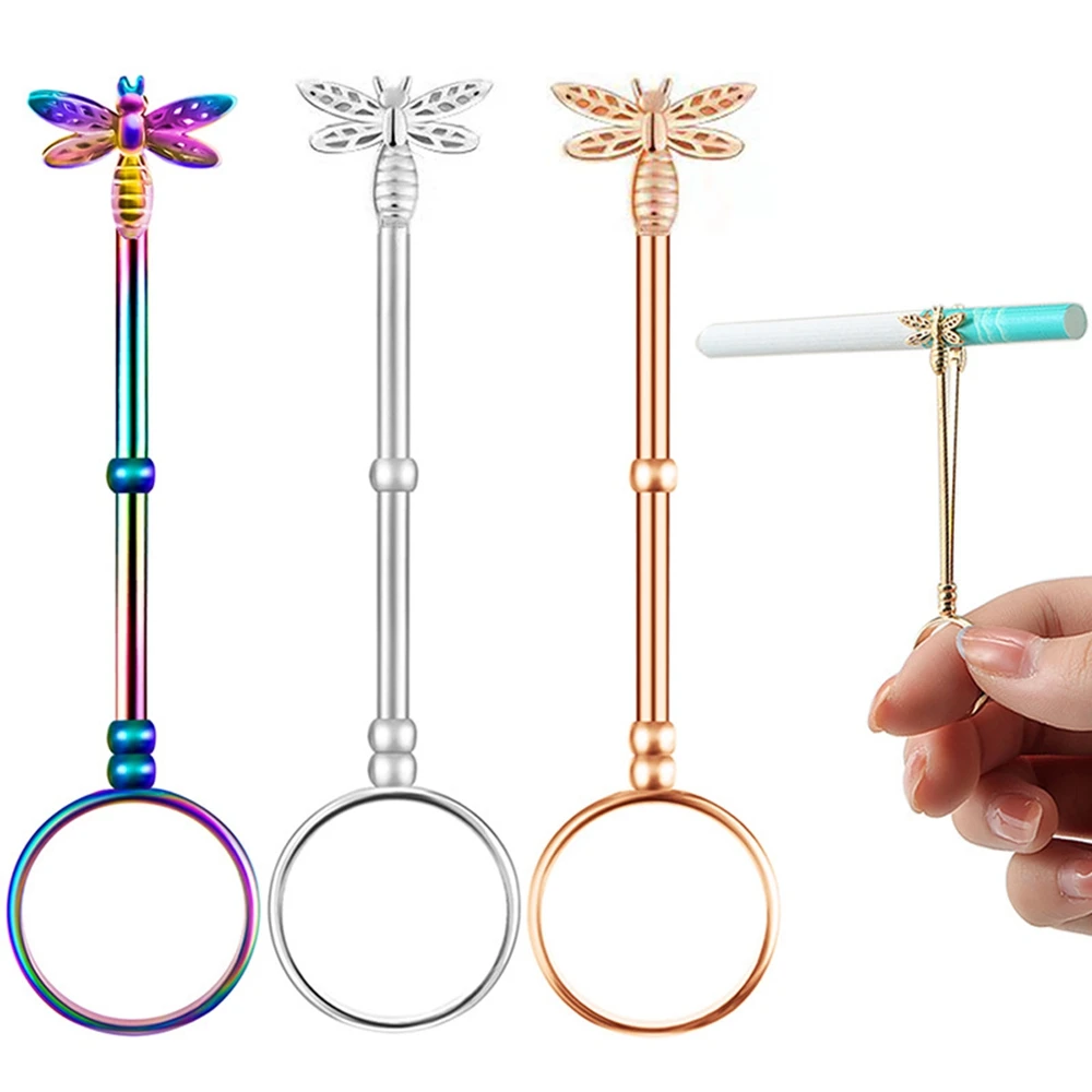 Cigarette Holder Ring Holder Retro Portable Metal Cigarette Holder Gift Set Colorful Insect Personality Ring Smoking Accessories