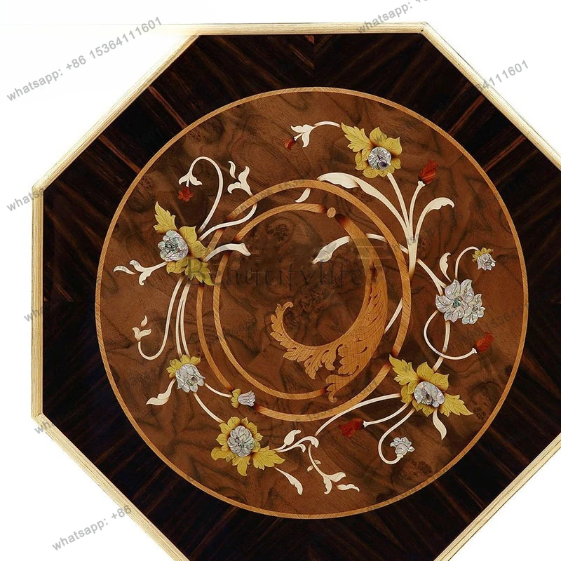 European carved living room coffee table neoclassical British hexagonal coffee table