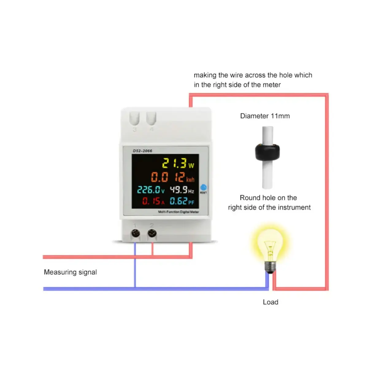 D52-2066 Smart  6IN1 AC Single-phase Household Electric Meter Din Rail Type Multi-function KWH Meter with LCD display