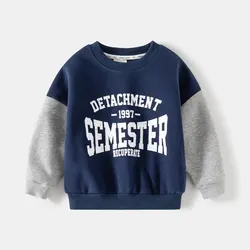 Kids Clothing Fake Two-piece Hoodie New Korean Version Boys' Baby Shirt Collar Splicing Hoodie Children's Wear TopsAutumn
