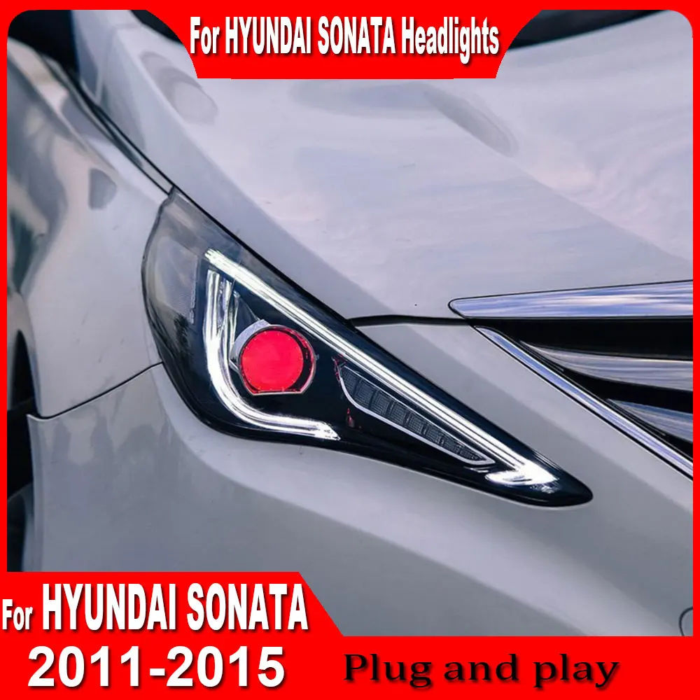 Reflektor LED do Hyundai Sonata 8 Reflektor LED 2011-2016 Reflektory Sonata DRL Kierunkowskaz Światła drogowe Soczewka projektora Angel Eye