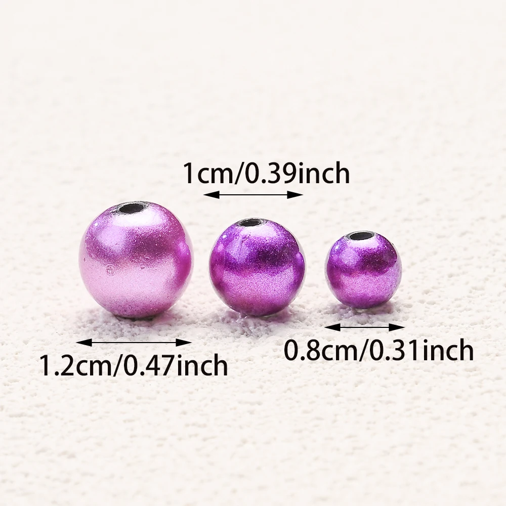50-200 Stück 8/10/12MM Bunte Acrylperlen, Runde, Mattierte Dunkelfarbige Lose Abstandsperlen für DIY-Schmuckherstellung und Bastelarbeiten – Detail 4