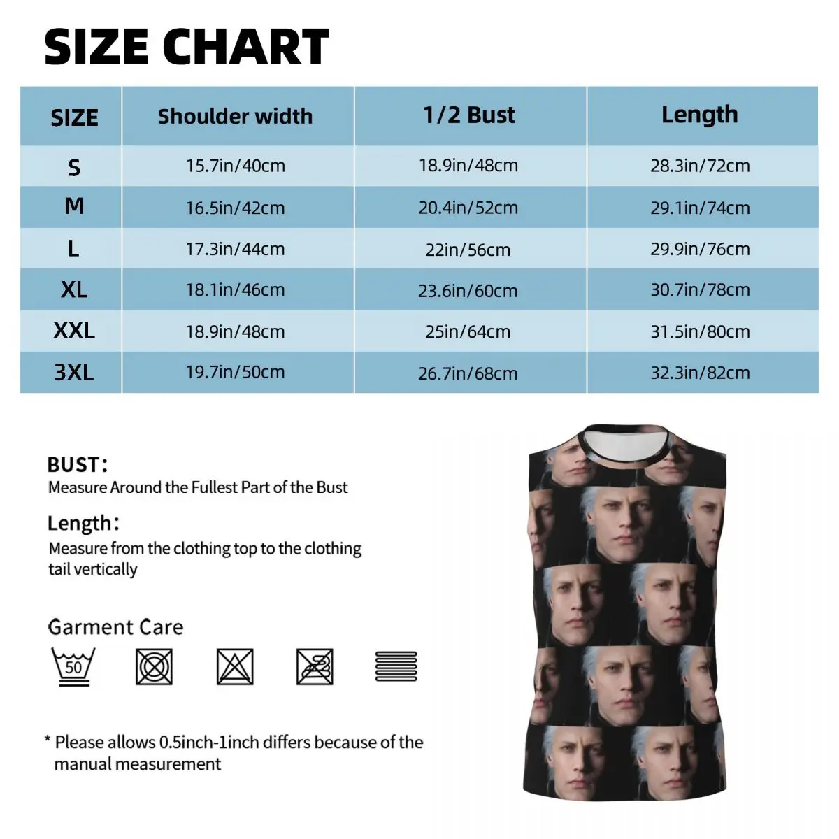 Devil May Cry 5 - Vergil Poster Men Printed Sleeveless T-shirt Casual Hip Hop Street Style Beach Holiday Tank Tops