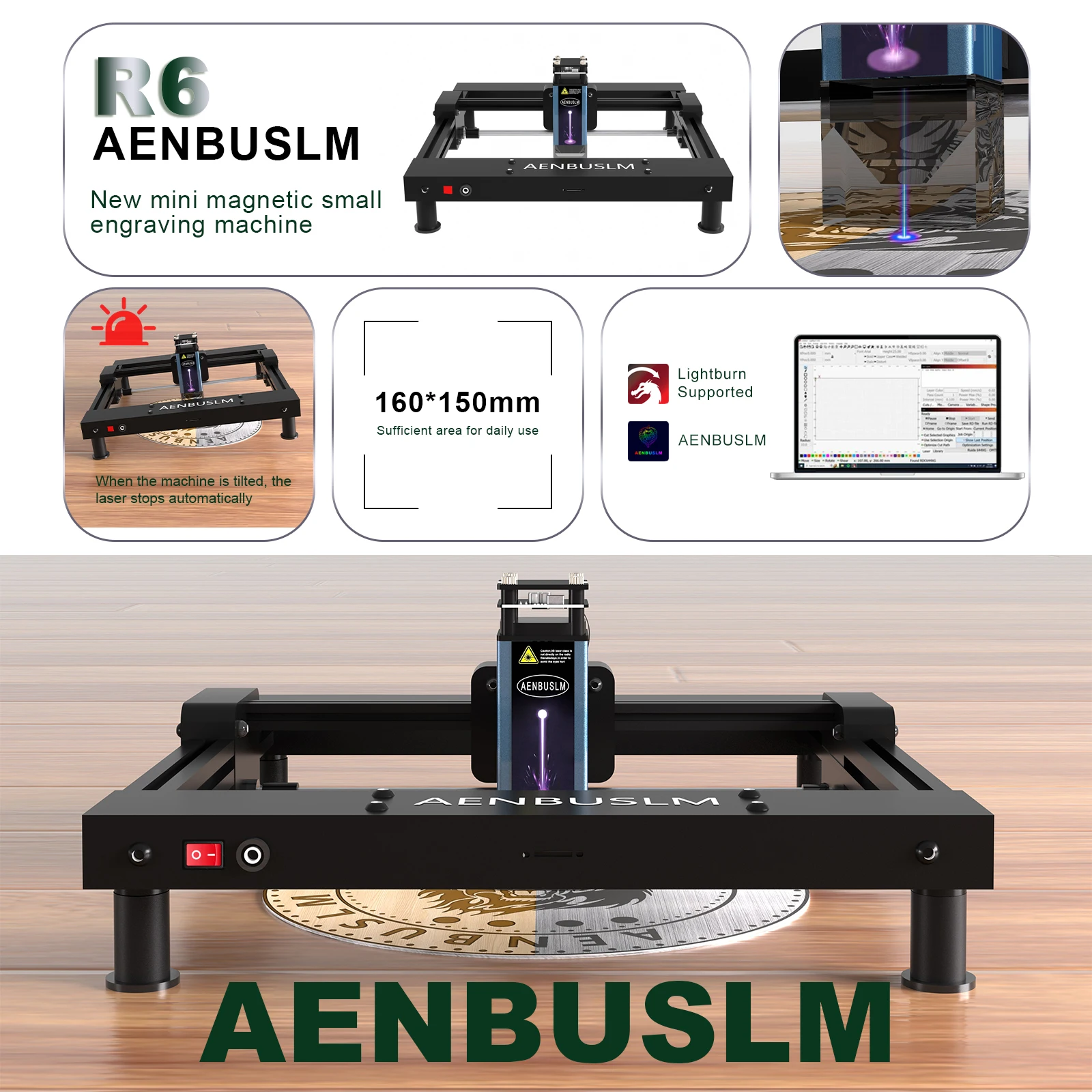 

AENBUSLM Mini Laser Engraving 6W/10W/20W Machine, Laser Engraver, Laser Cutting Machine, Working area 150mm*150mm for DIY Crafts