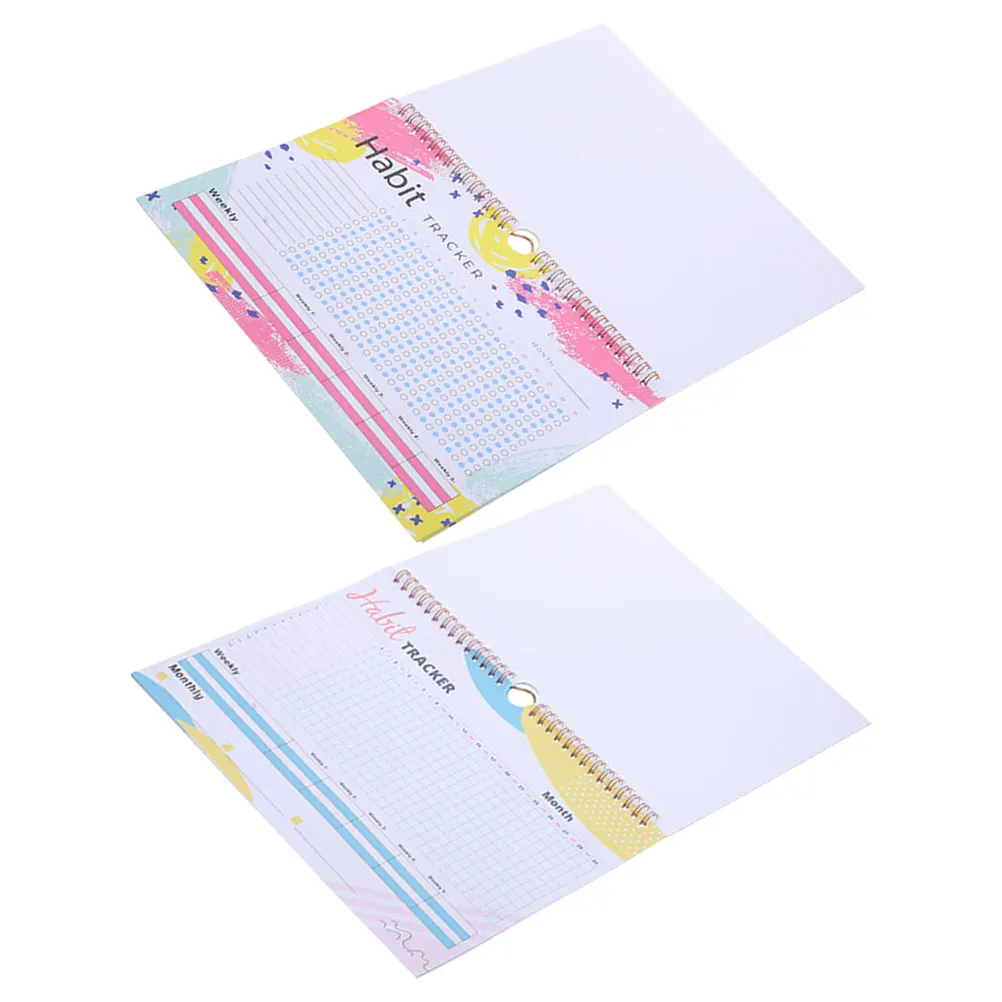 

2pcs Daily Planner Habit Tracker Journal Self Discipline Checkin Schedule Monthly Planner Goal Tracker Work Study Undated