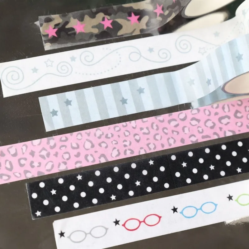 Japanese Sweet Cool Style Washi Tape - Cute Star Leopard Print Polka Dot Decoration for Scrapbook Journals Printed Paper Tapes