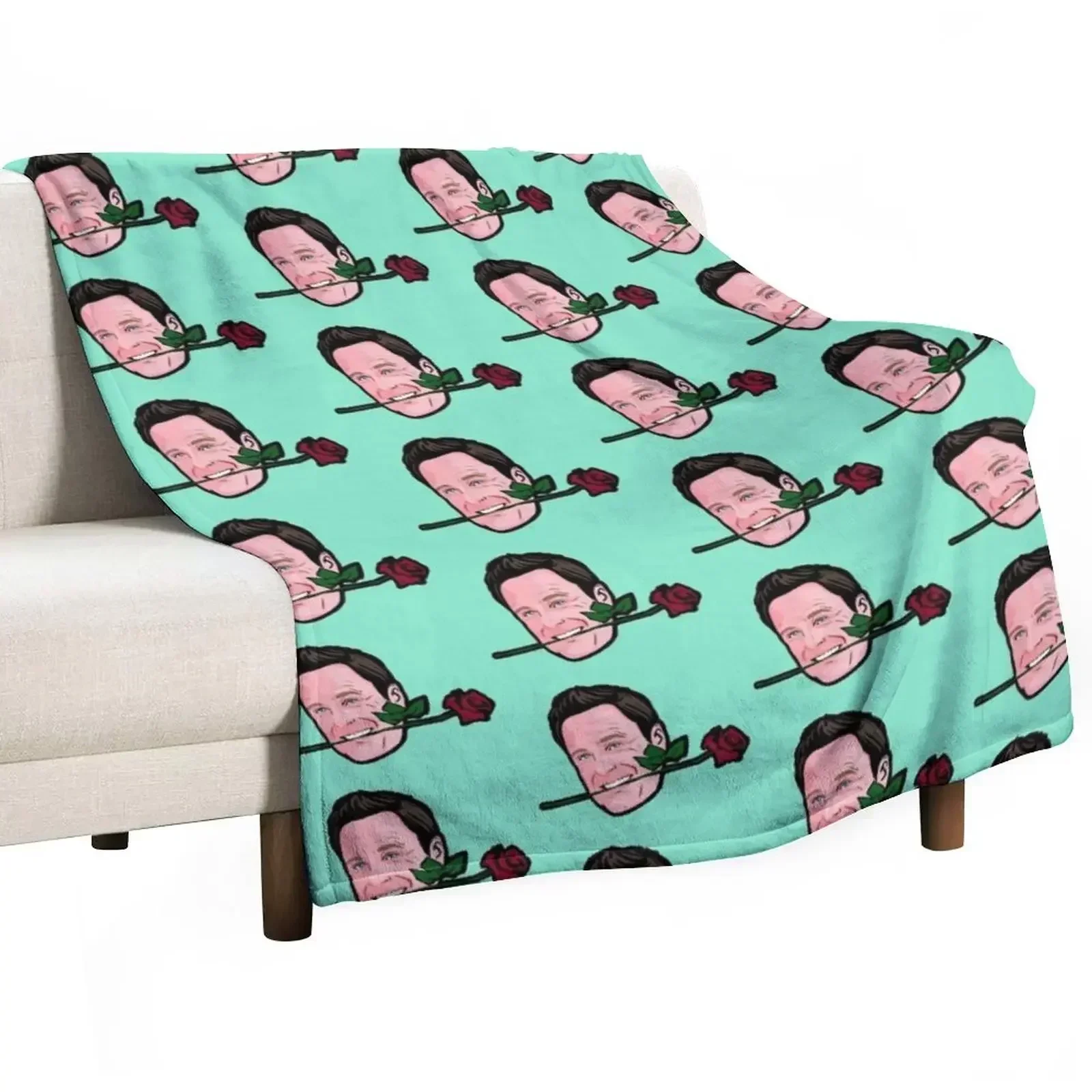 

Chris Harrison biting a rose. The Bachelor themed gift / card / sticker / apron and more! Throw Blanket