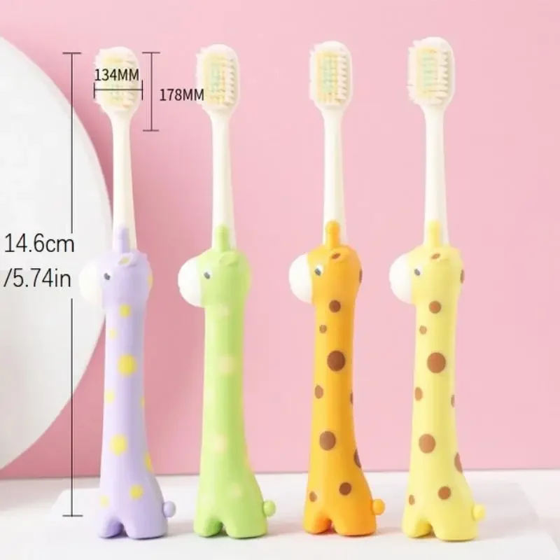 

2 Pcs Soft Bristles Kids Toothbrushes Giraffe Shaped Child Cartoon Toothbrush For Kids 3-6-12