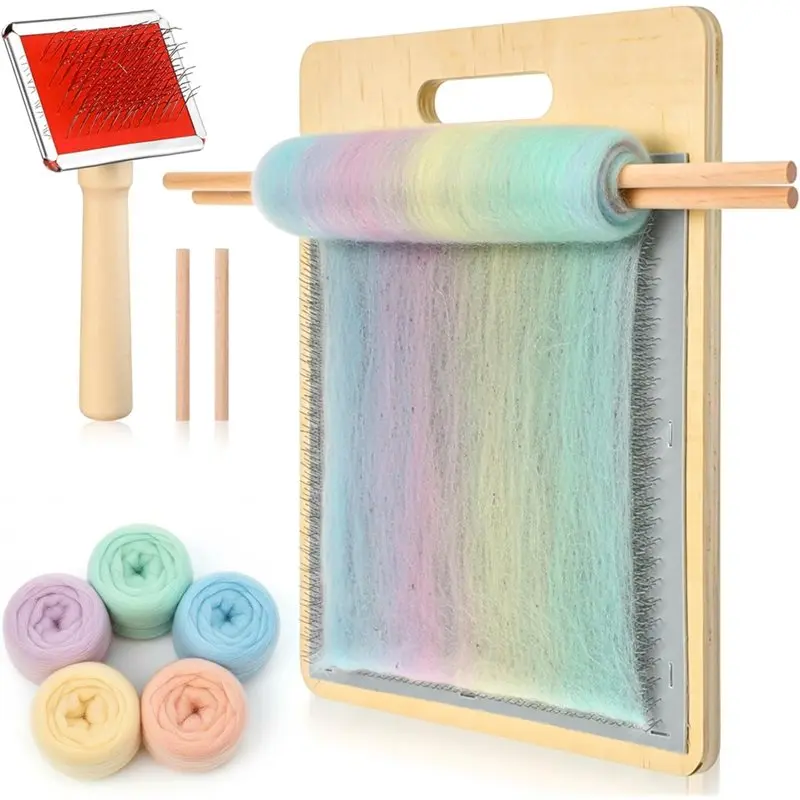 

Набор щеток для расчесывания шерсти AB66, деревянный кардер, инструмент для ухода за войлочным изделием для проектов DIY, доска для смешивания шерсти, ручной инструмент