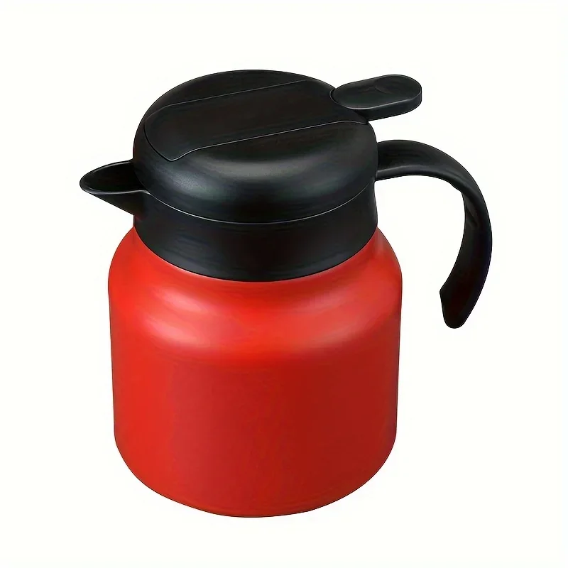 Durable insulated steel teapot/coffeepot. Large capacity, good temp control for home/office. Elegant.